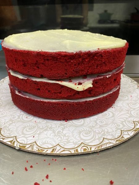 A naked Red Velvet Cake